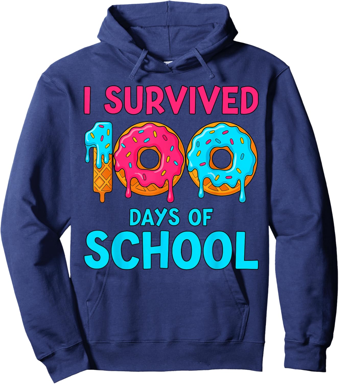 Boys 100 Days of School Shirt Drip 100th Day of School Boys Hoodie - Hoodie | Navy