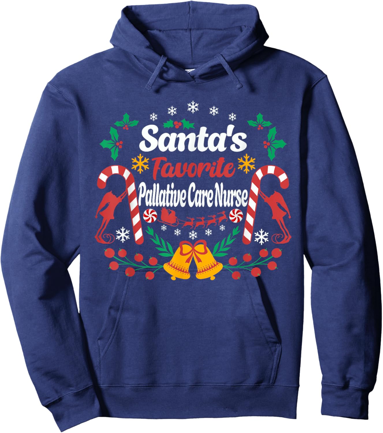 Santa's Favorite Palliative Care Nurse Fun Christmas Season Hoodie - Hoodie | Navy