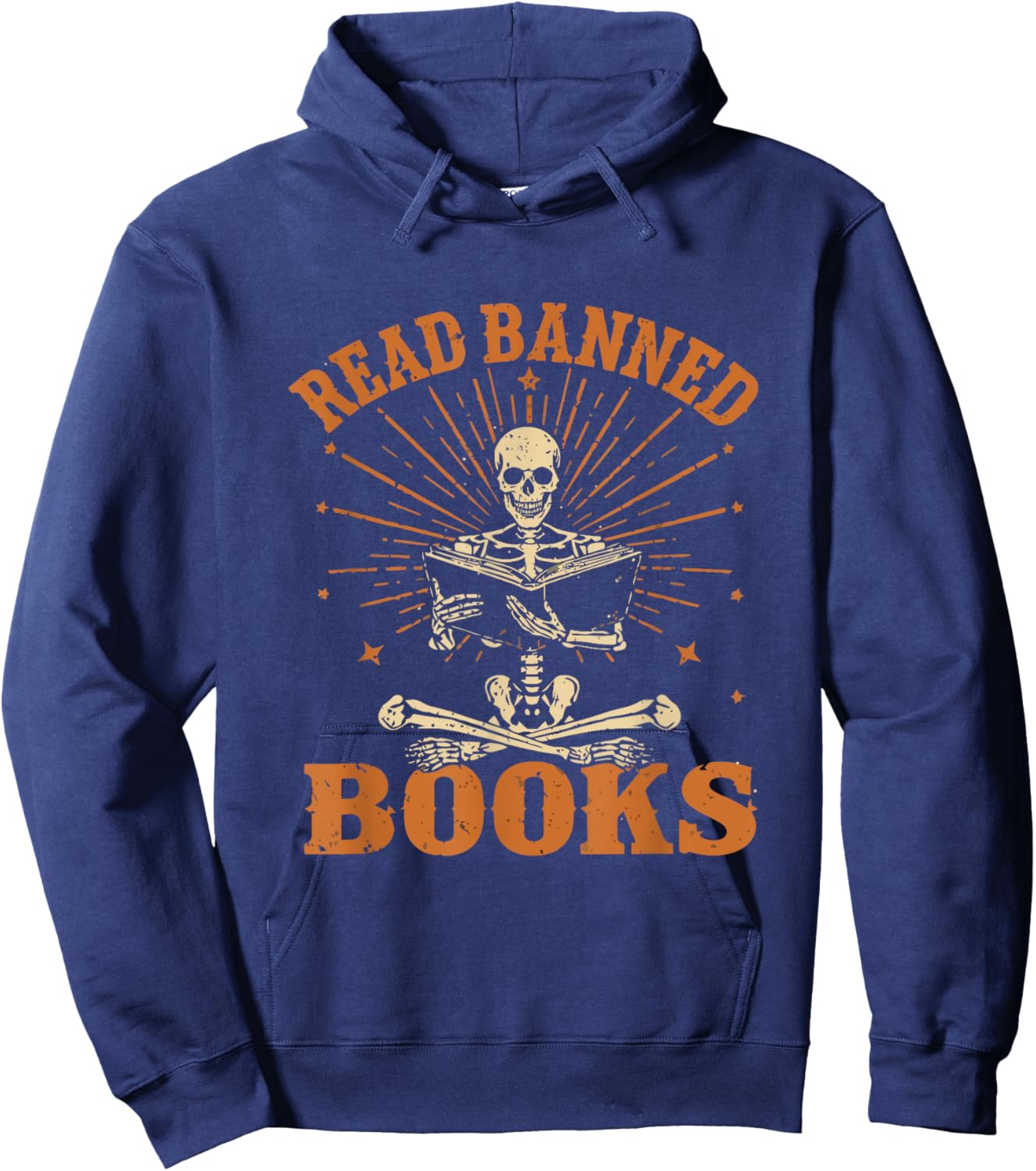 Funny Skeleton Read Banned Books Gain Forbidden Knowledge Hoodie - Hoodie | Navy