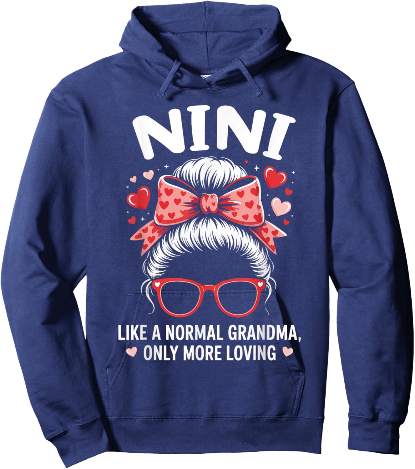 NINI Valentine Quote for Loving Grandma with Cute Bow Hoodie - Hoodie | Navy