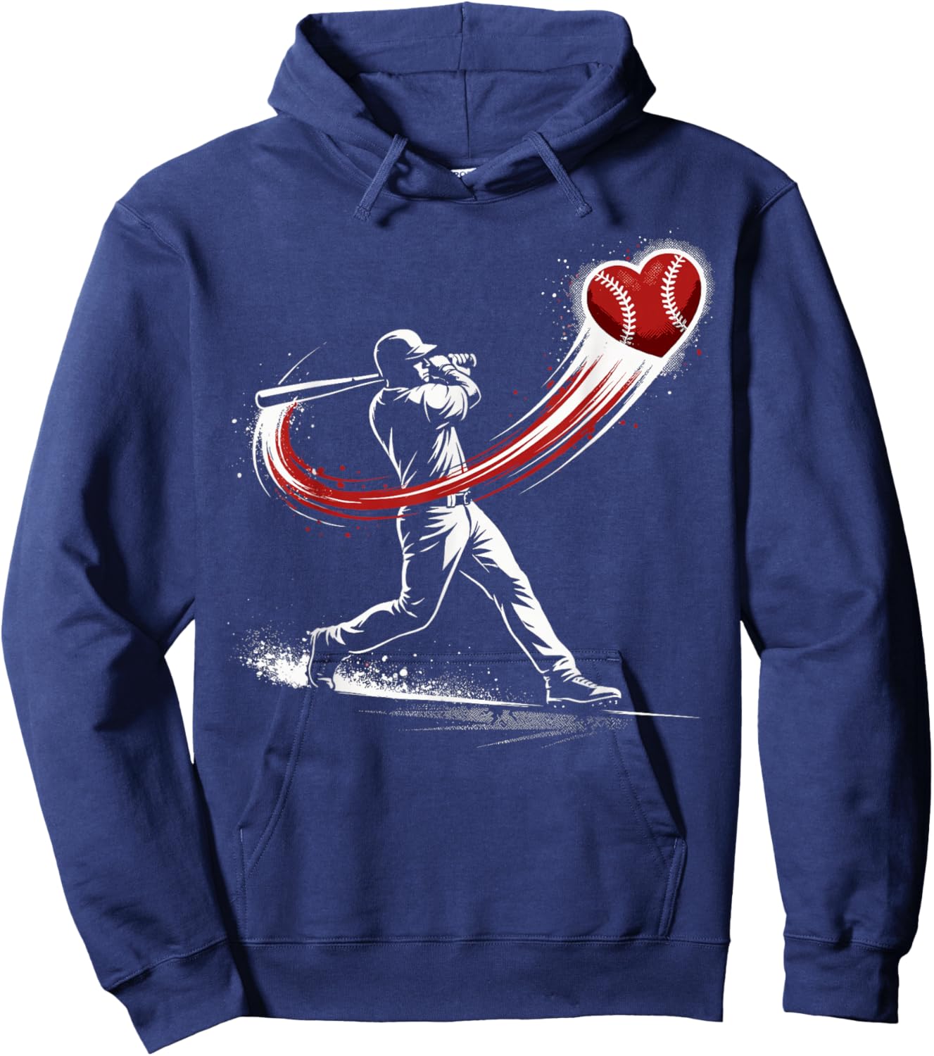 Valentines Day Baseball Batter Silhouette Heart Hoodie - Hoodie | Navy