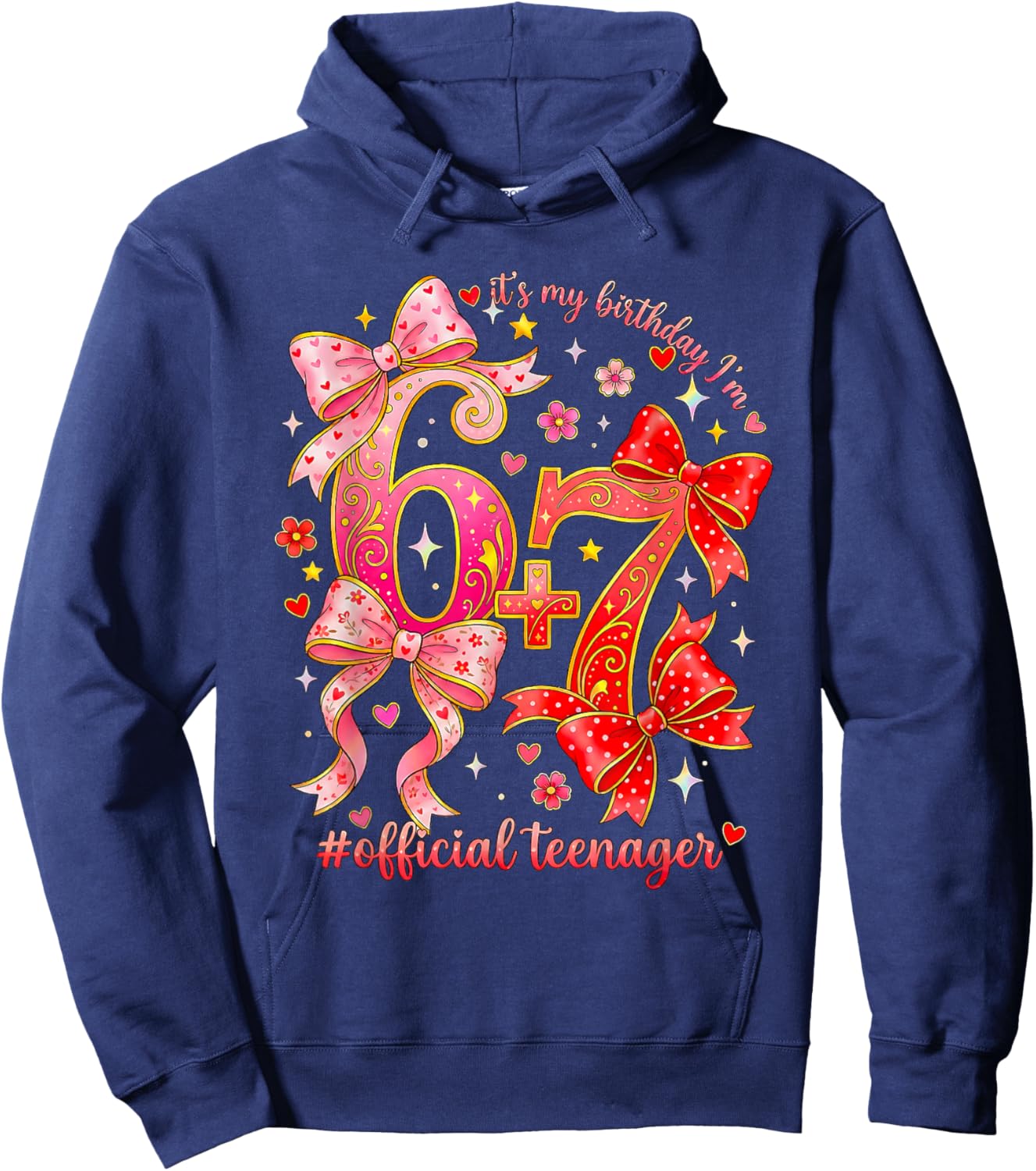 13th Birthday Coquette Bow Official Teenager 13 yr Old Girl Hoodie - Hoodie | Navy