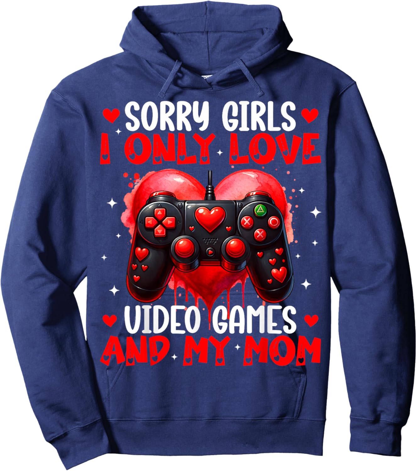 I Only Love Video Games and My Mom Valentines Boy Kids Hoodie - Hoodie | Navy