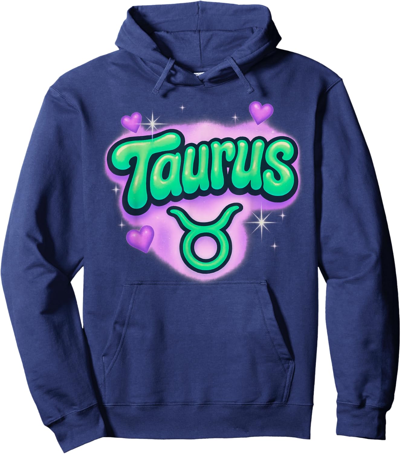 Taurus Zodiac Pastel Airbrush Cute Astrology Graphic Hoodie - Hoodie | Navy