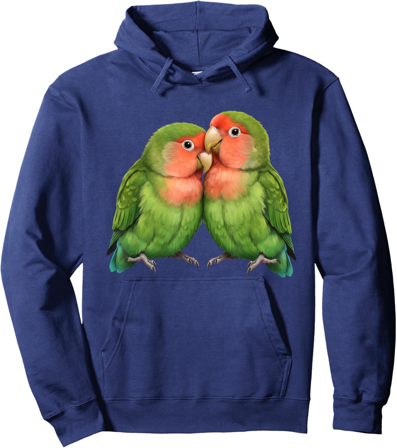 Bird Peach-Faced Lovebirds Cozy Pair Illustration Hoodie - Hoodie | Navy