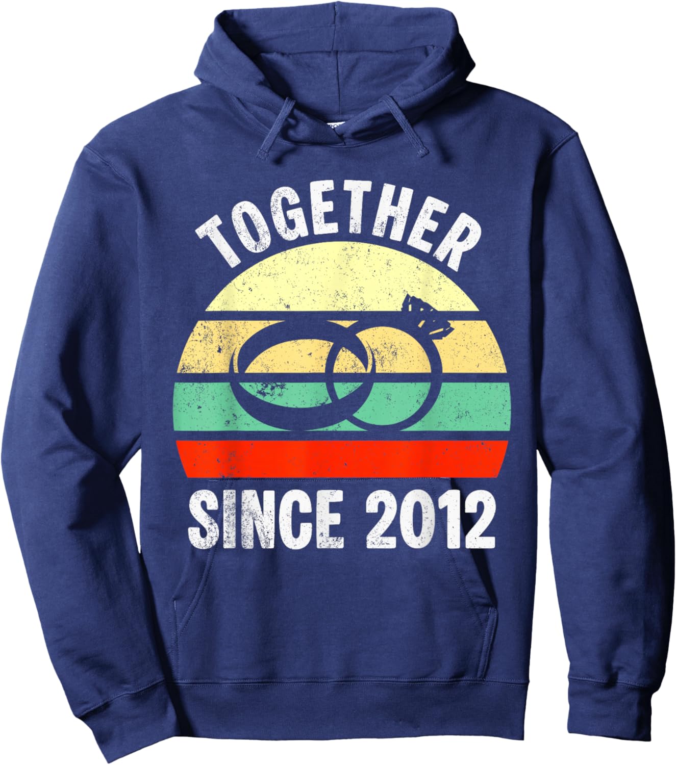 Together Since 2012 Vintage Romance 14th Wedding Anniversary Hoodie - Hoodie | Navy