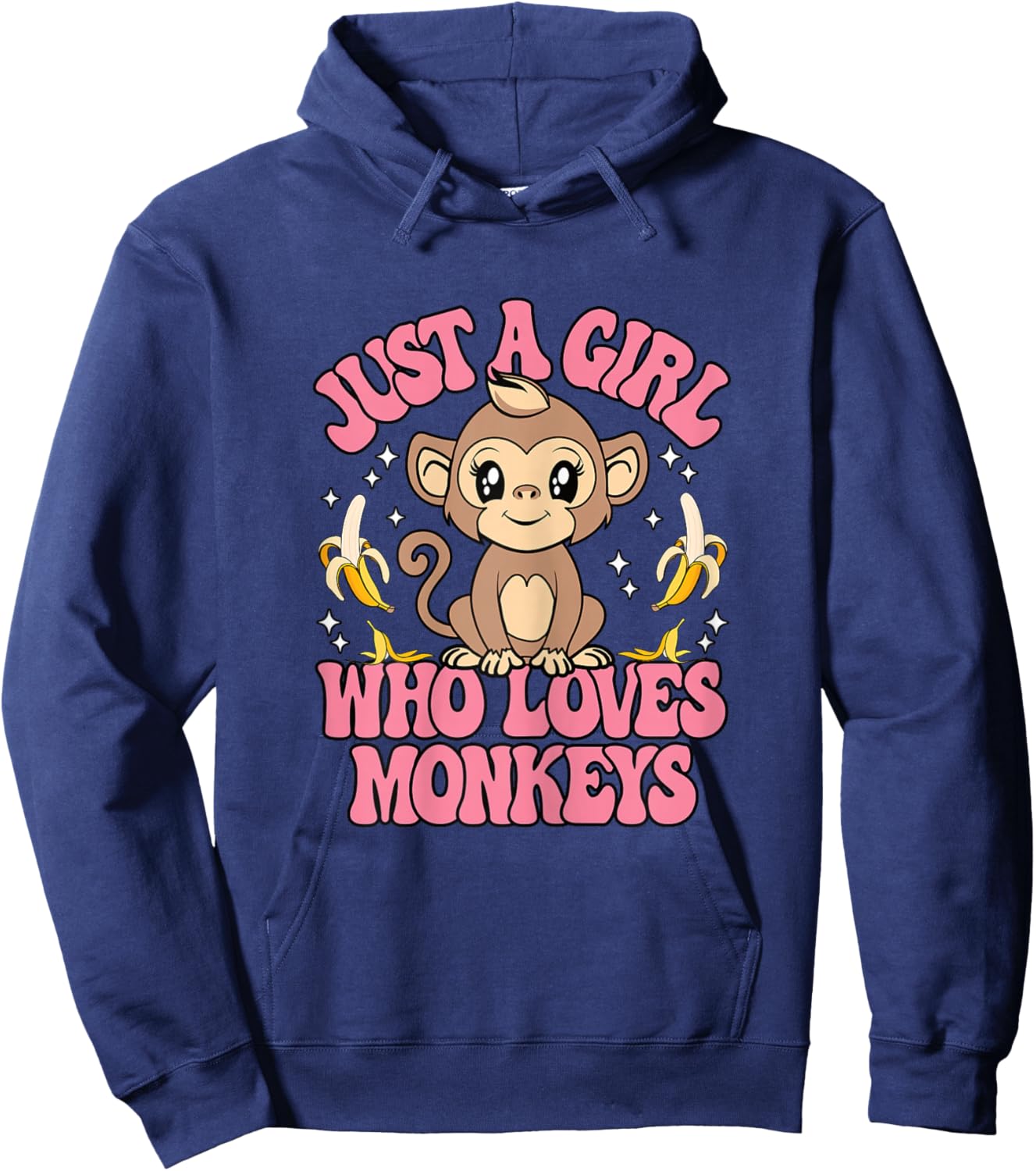 Just A Girl Who Loves Monkeys Cute Animal Girls Kids Hoodie - Hoodie | Navy