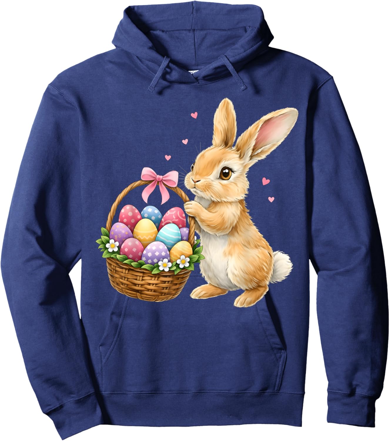 Happy Easter Bunny Eggs Basket Cute Rabbit Men Women Kids Hoodie - Hoodie | Navy