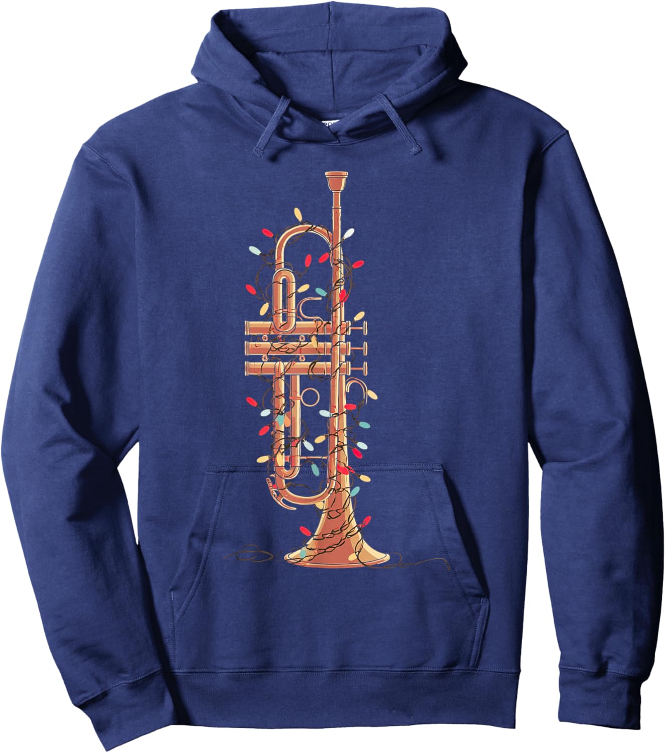 Trumpet Christmas Graphics Lights Lover Player Trumpeter Hoodie - Hoodie | Navy