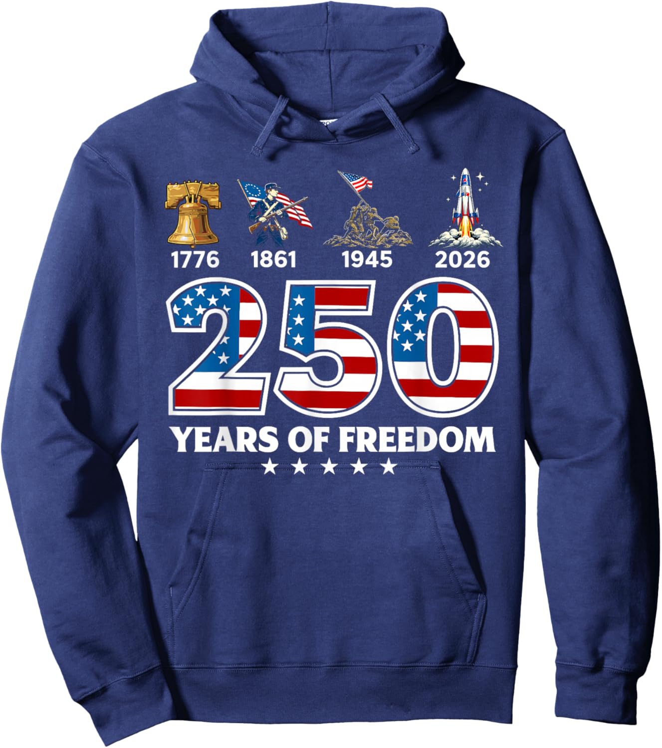 250 Years of Freedom 1776 2026 USA Freedom History Hoodie - Hoodie | Navy