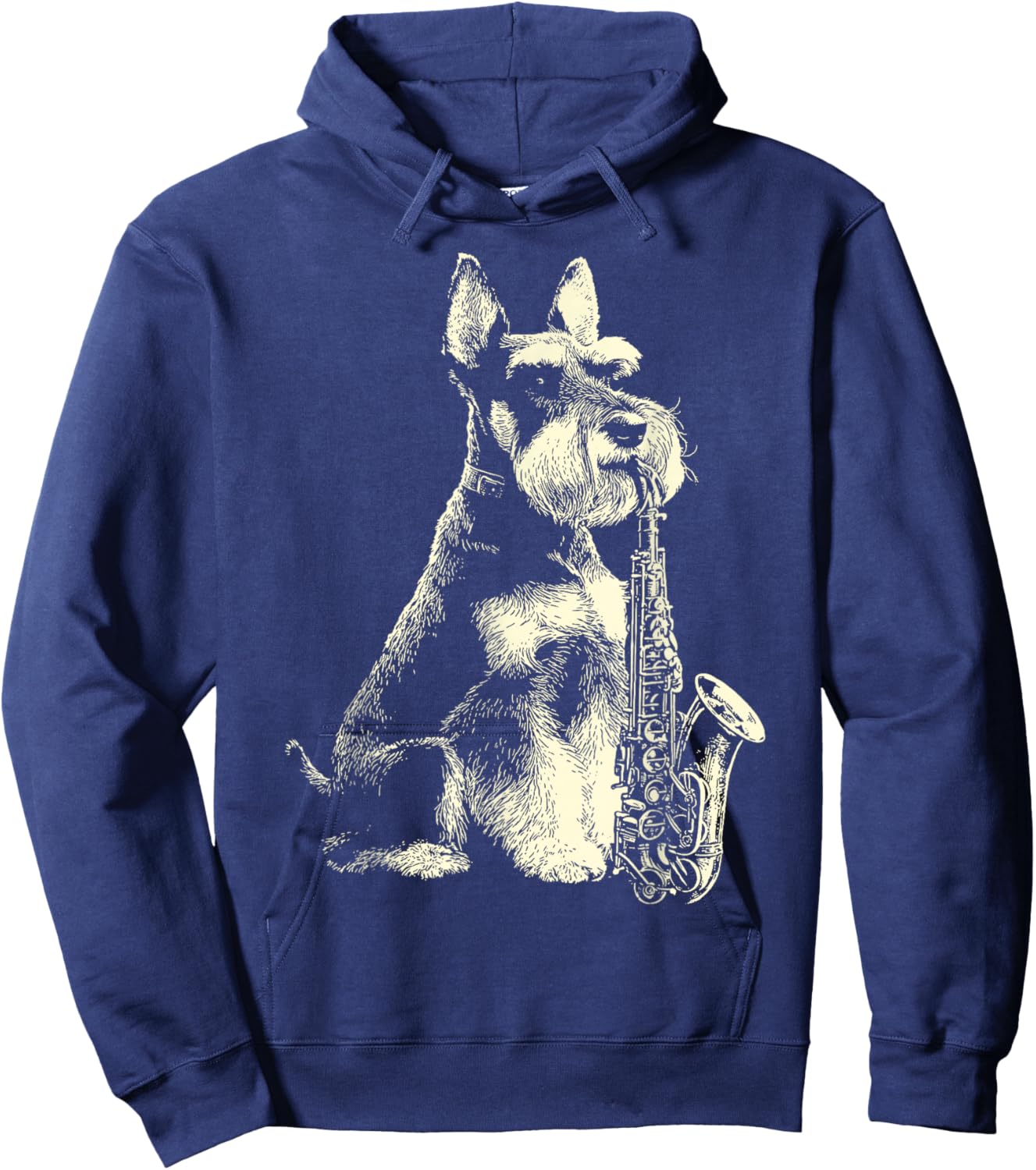 Schnauzer Playing Saxophone Player Funny Jazz Musician Dog Hoodie - Hoodie | Navy