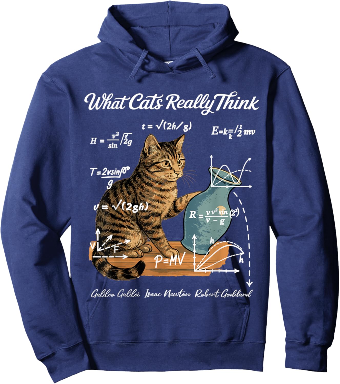 Funny Cat Physics Humor Design What Cats Really Think Hoodie - Hoodie | Navy
