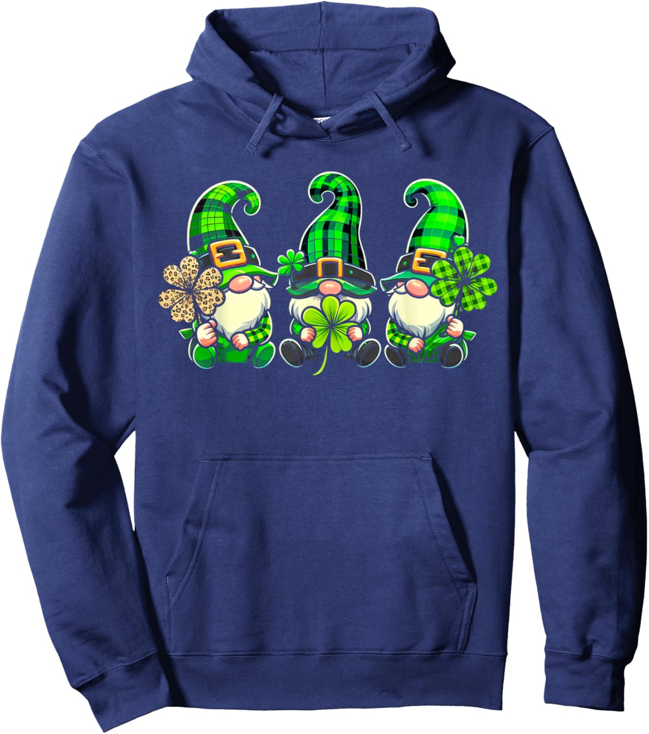 St Patricks Day Gnomes Shamrock Saint Pattys Girls Women Hoodie - Hoodie | Navy