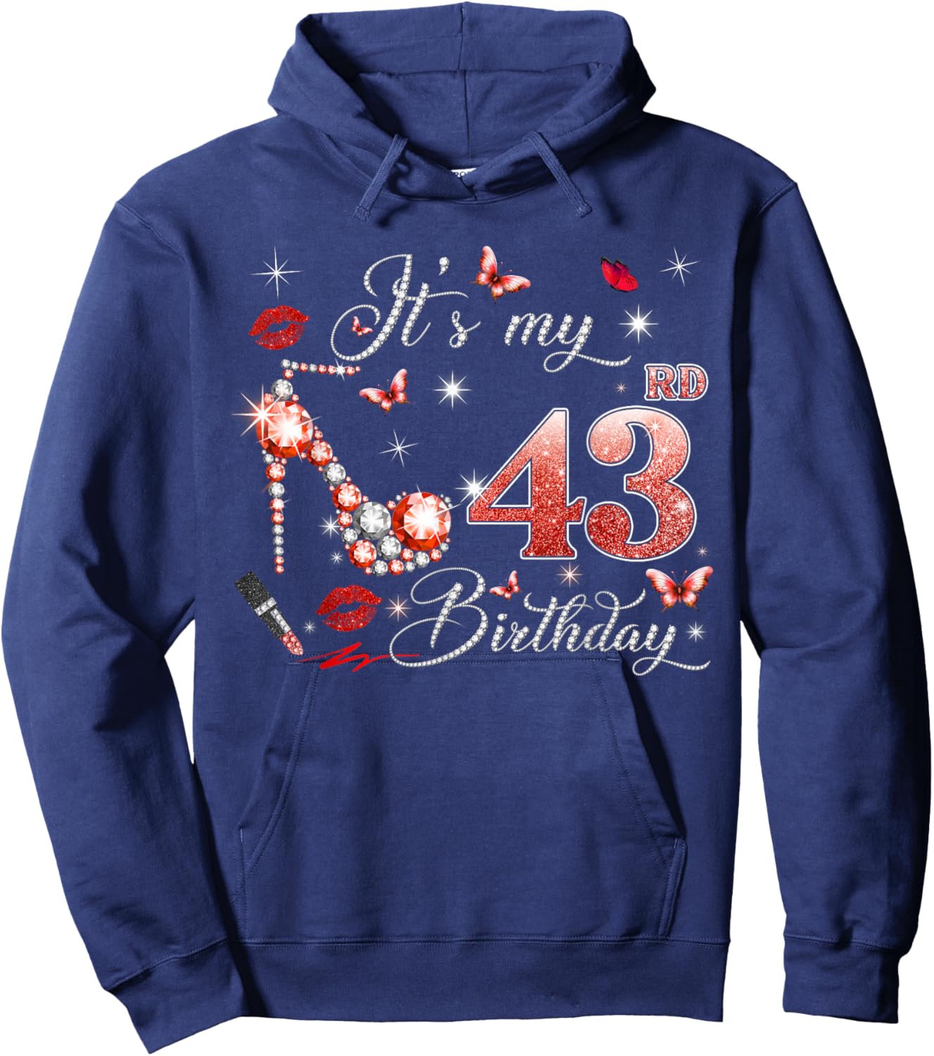 It’s My 43rd Birthday Pink 43 Years Old Birthday Queen Party Hoodie - Hoodie | Navy