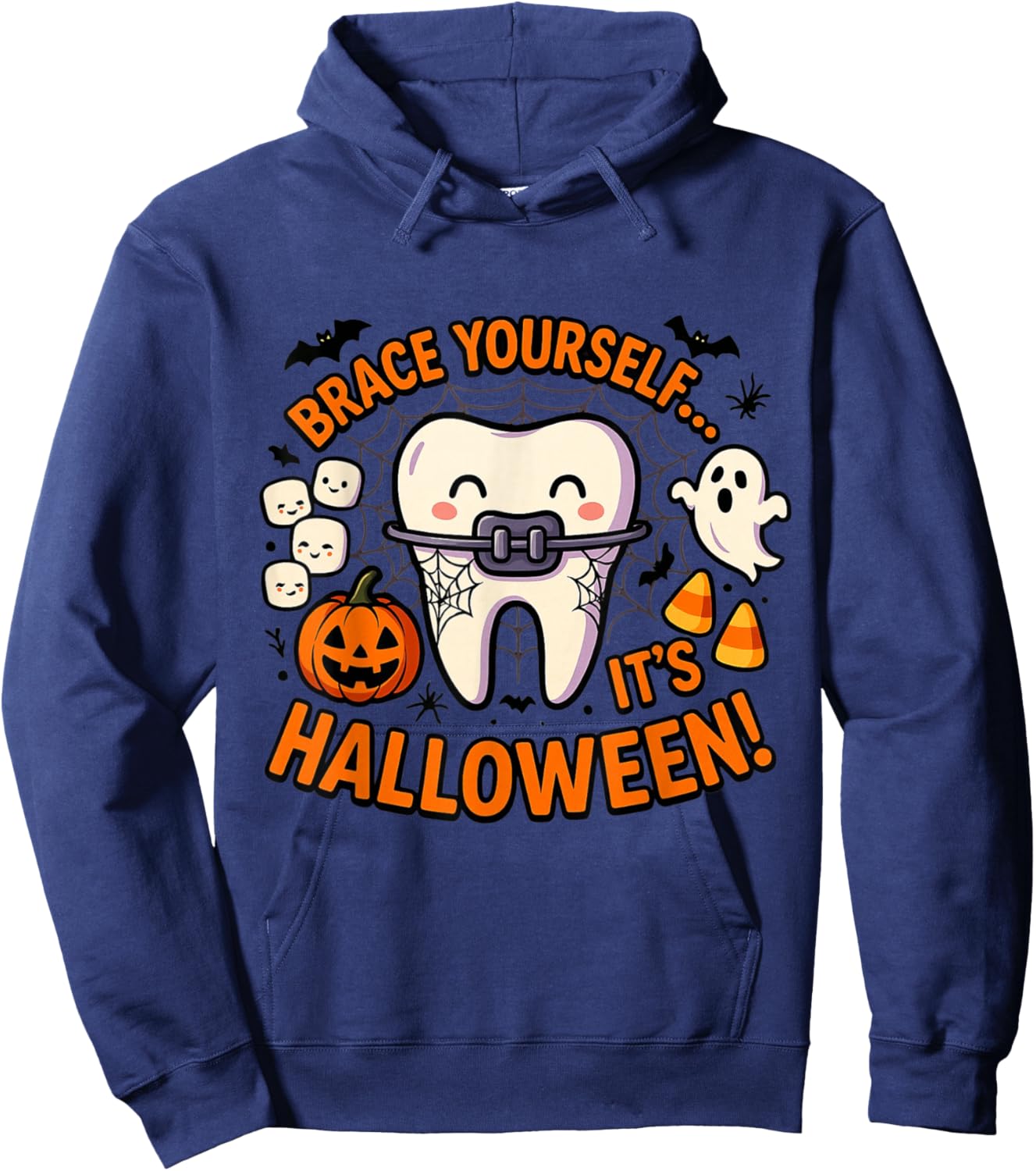 Brace Yourself Funny Tooth Halloween Costume Men Women Kids Hoodie - Hoodie | Navy