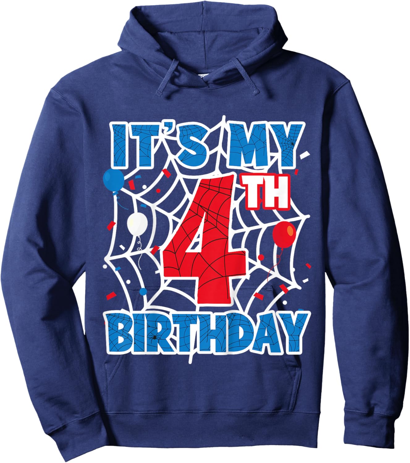 Kids Spider Web 4 Year Old Birthday Boy Hoodie - Hoodie | Navy