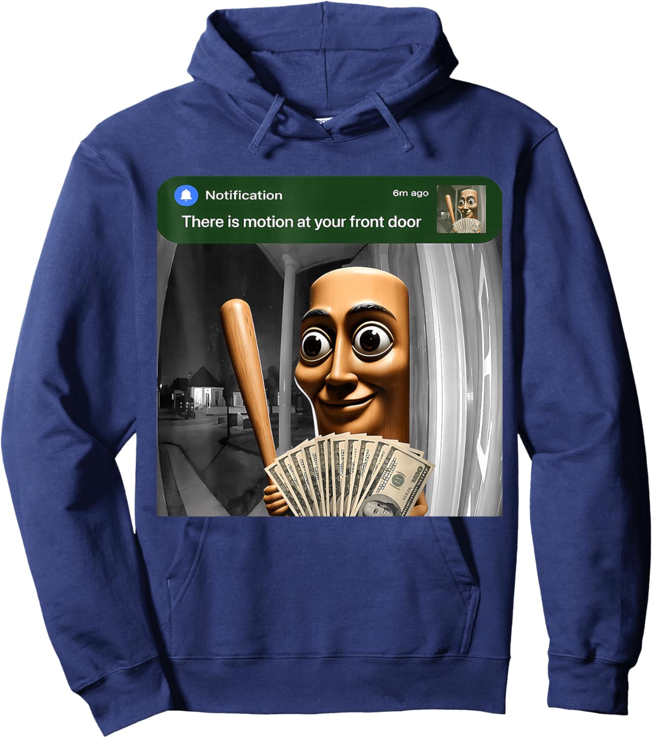 There is Motion At Your Front Door Tung Tung Tung Sahur Meme Hoodie - Hoodie | Navy