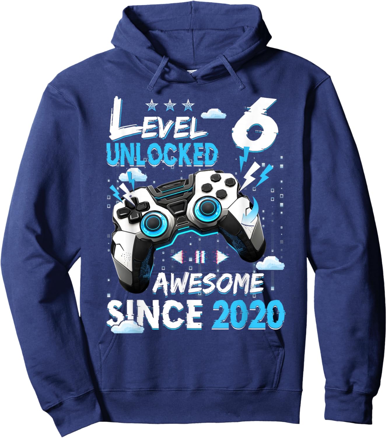 6th Birthday Boys Level 6 Unlocked 6 Years Old Video Gamer Hoodie - Hoodie | Navy