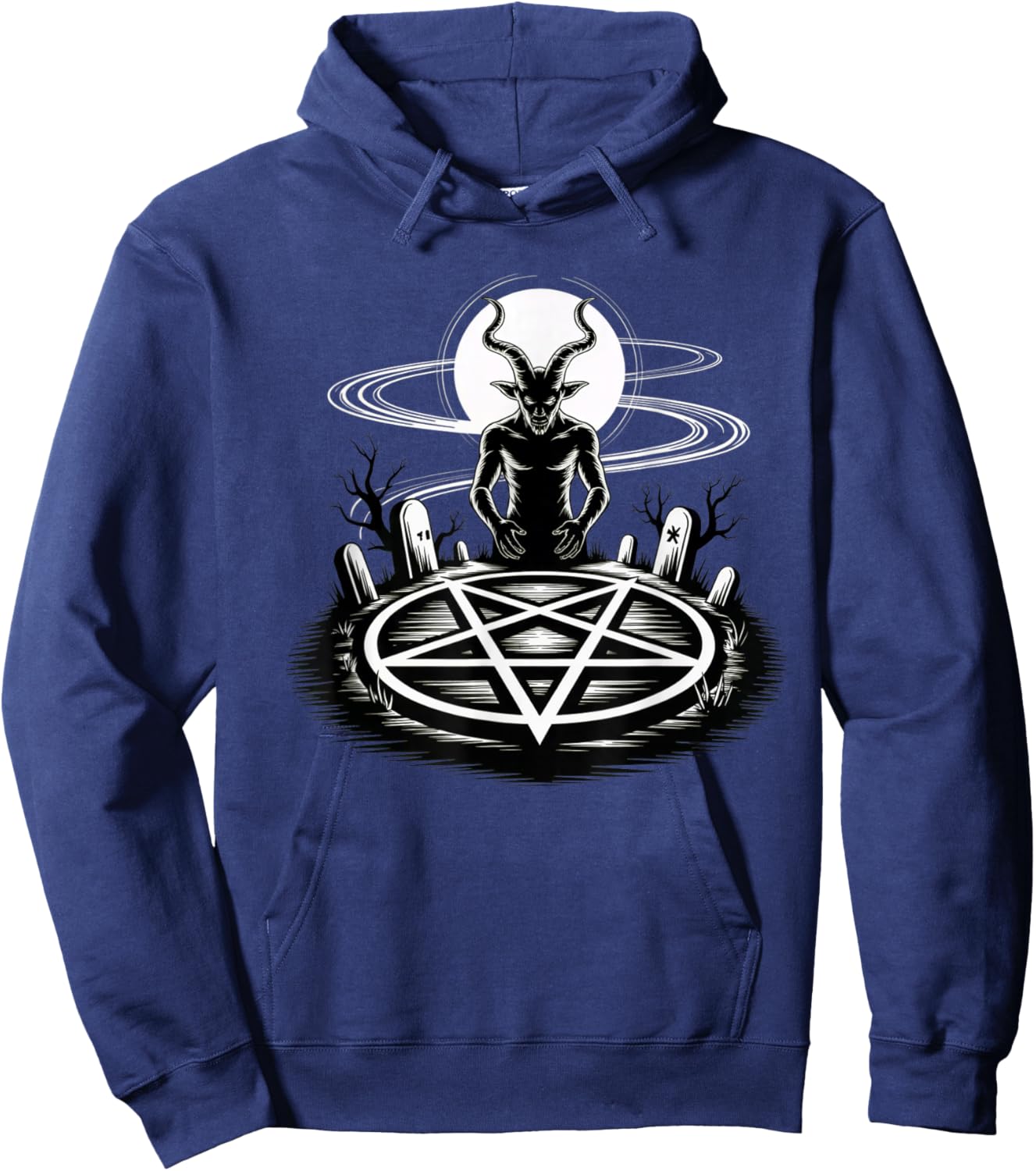 Baphomet Graveyard Ritual Pentagram Design Satanic and Satan Hoodie - Hoodie | Navy