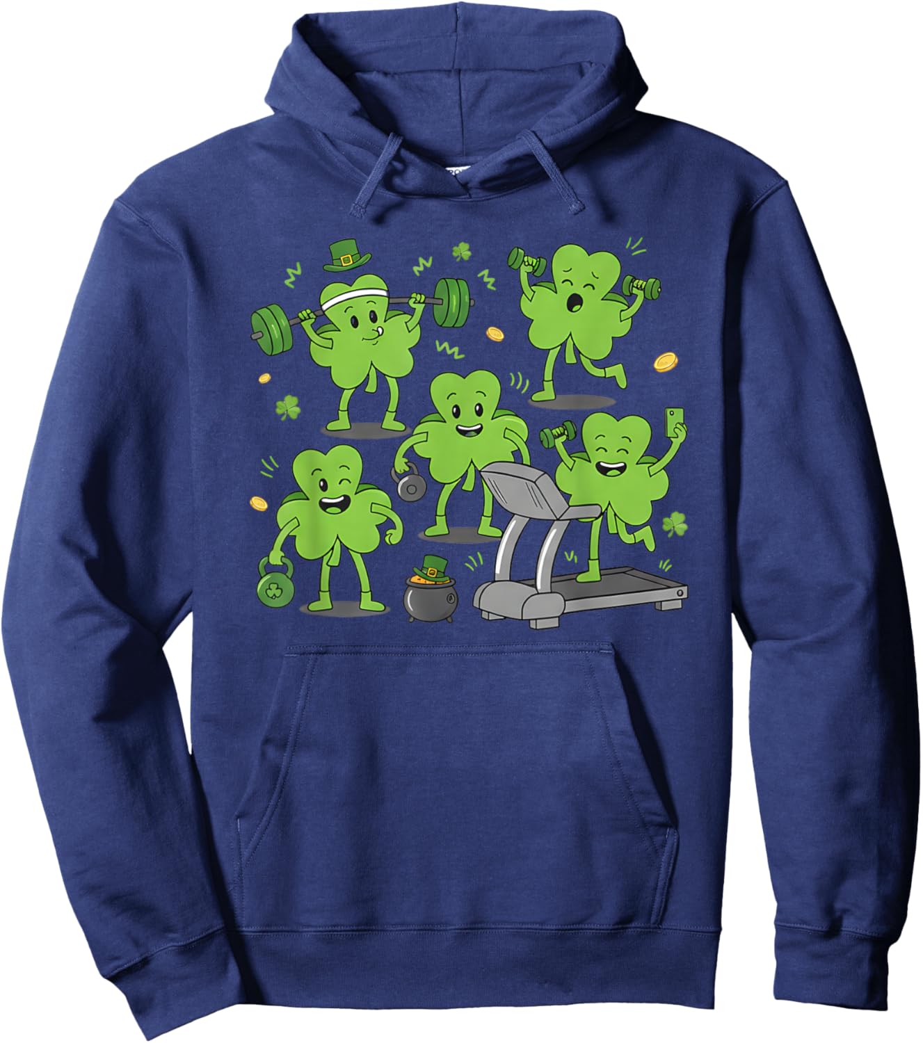 Fitness St Patricks Day Workout Shamrock Gym Men Women Hoodie - Hoodie | Navy