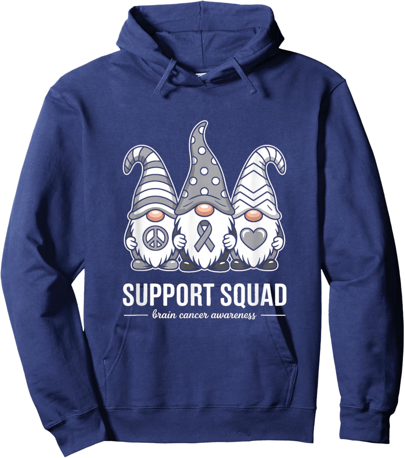 Support Squad Brain Cancer Ribbon Hoodie - Hoodie | Navy