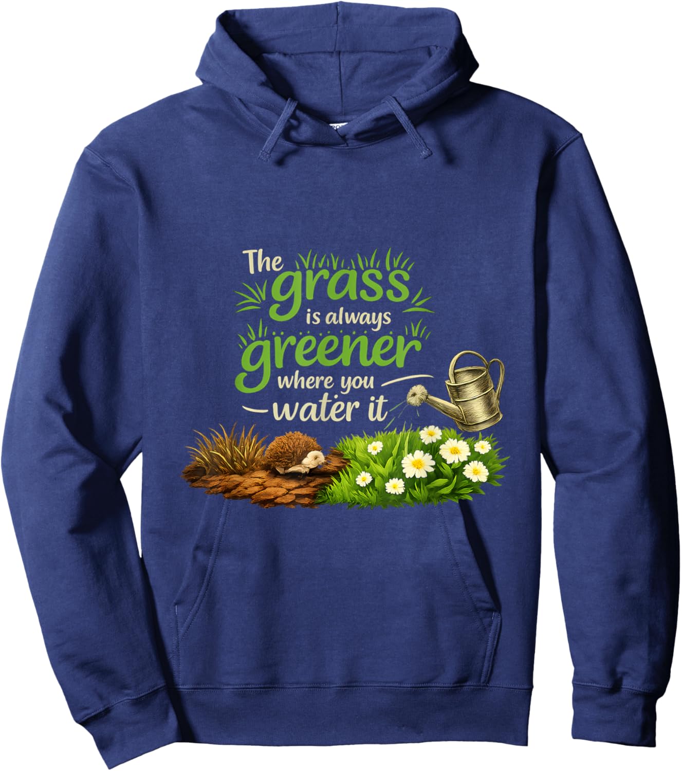Grass is Greener Where You Water It Plant Parent Hoodie - Hoodie | Navy