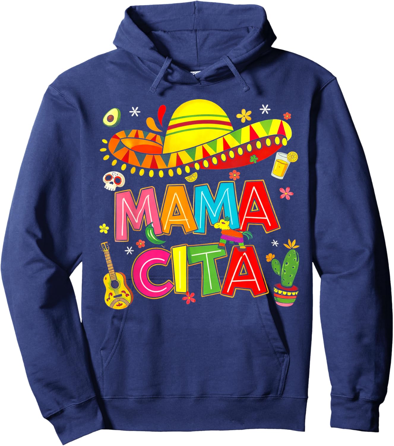 Mamacita Cinco De Mayo Mama Cita Sombrero Mexican Mom Mommy Hoodie - Hoodie | Navy