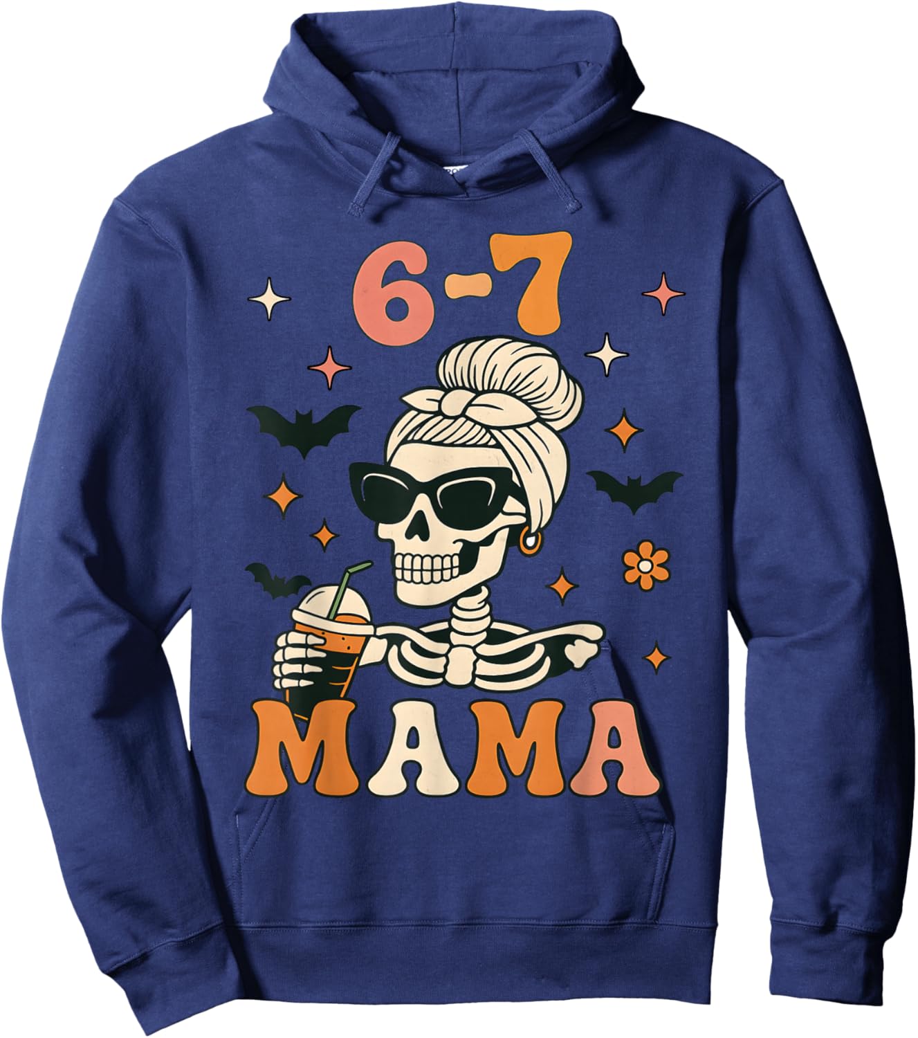 67 Mama Halloween Skeleton Six Seven Mom Funny Coffee Hoodie - Hoodie | Navy