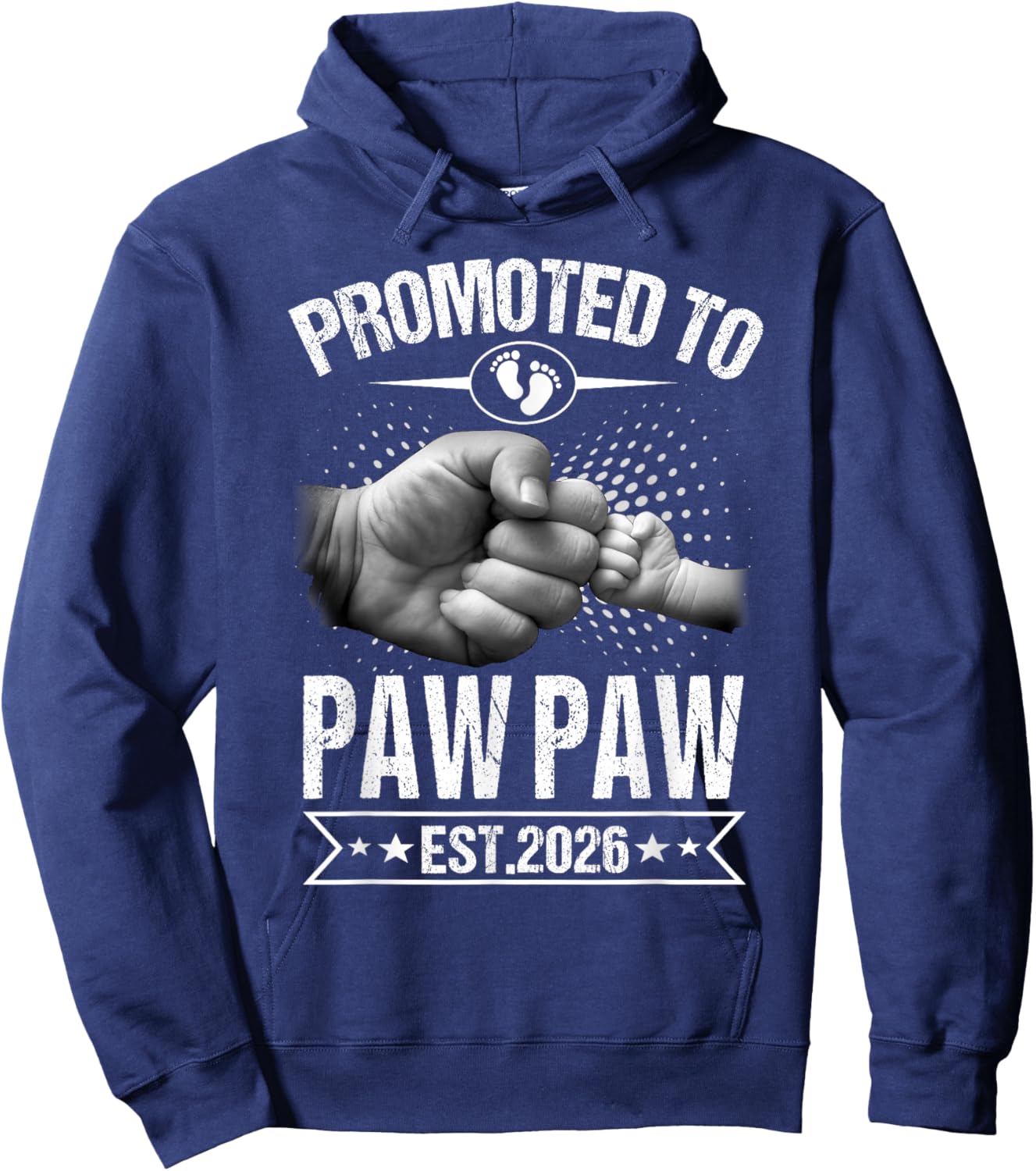 Retro Promoted to Paw Paw Est 2026 First Time Paw Paw Hoodie - Hoodie | Navy