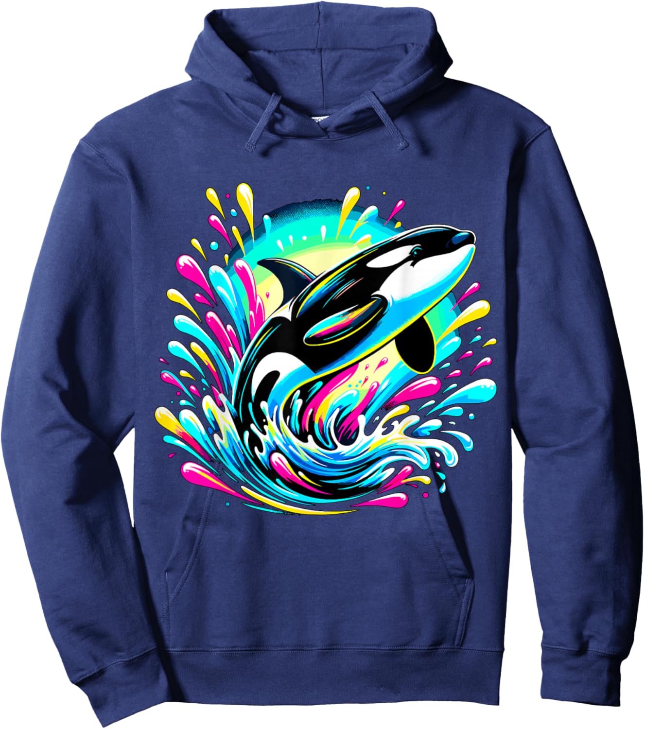Colorful Orca Killer Whale Ocean Animal Hoodie - Hoodie | Navy