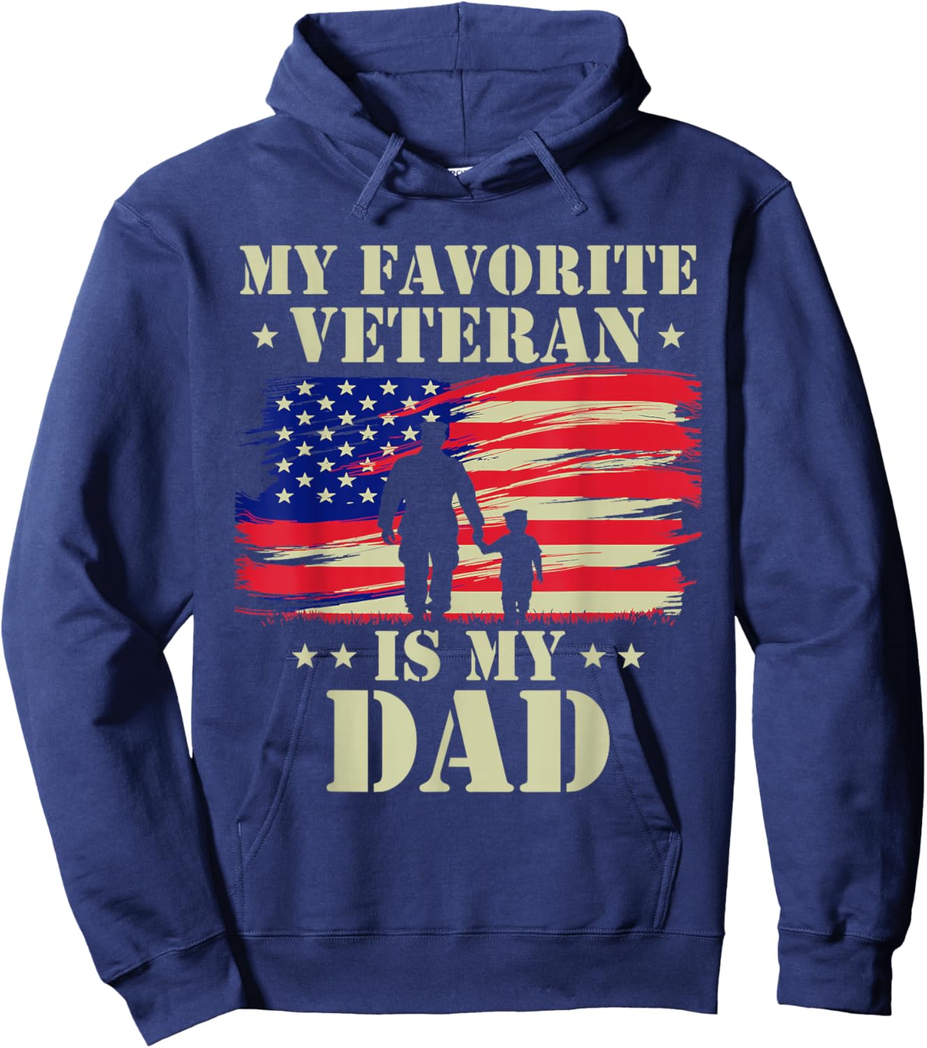 Father Veterans Day My Favorite Veteran is My Dad Proud Kids Hoodie - Hoodie | Navy