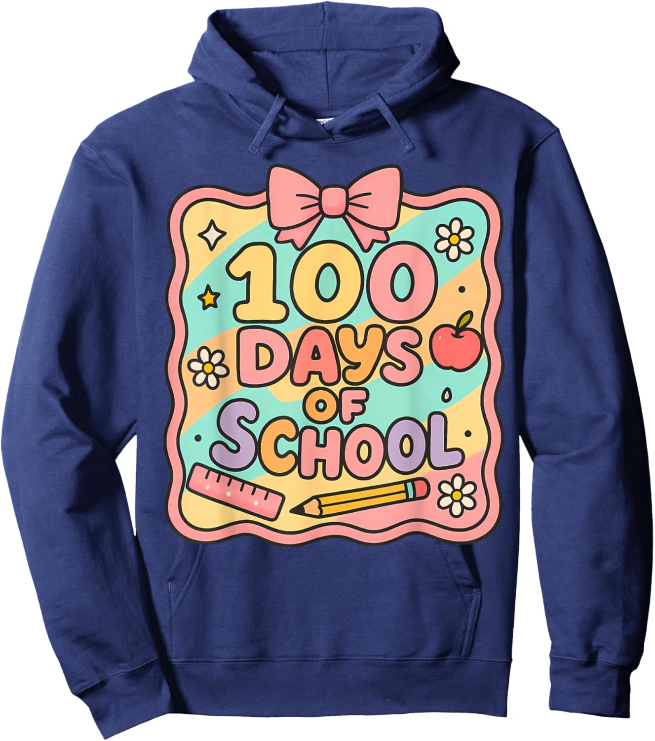 100 Days of School Preppy 100th Day of School Teacher Kids Hoodie - Hoodie | Navy