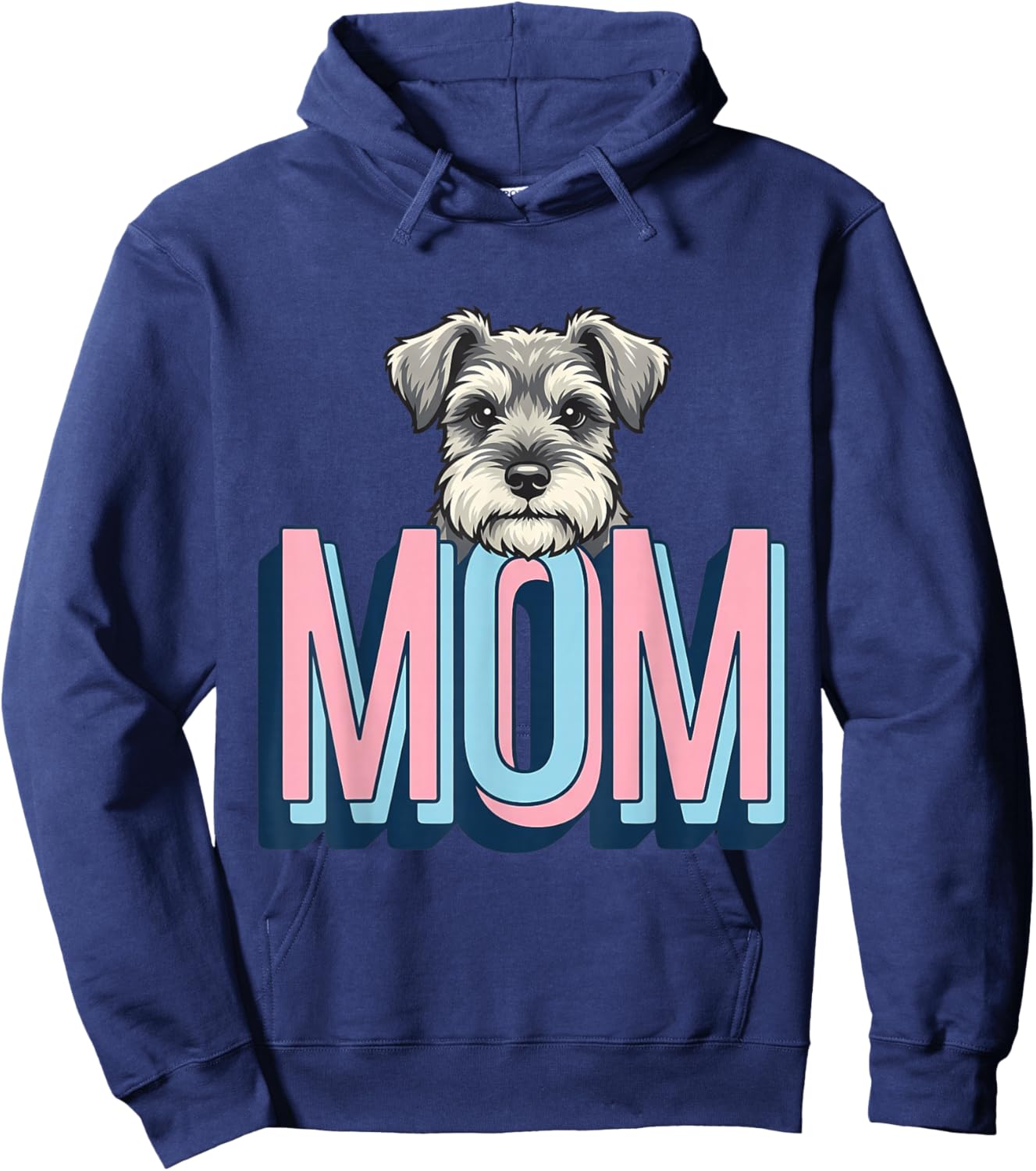 Schnauzer Peeking Mom Dog Lover Cute Puppy Drawing Hoodie - Hoodie | Navy