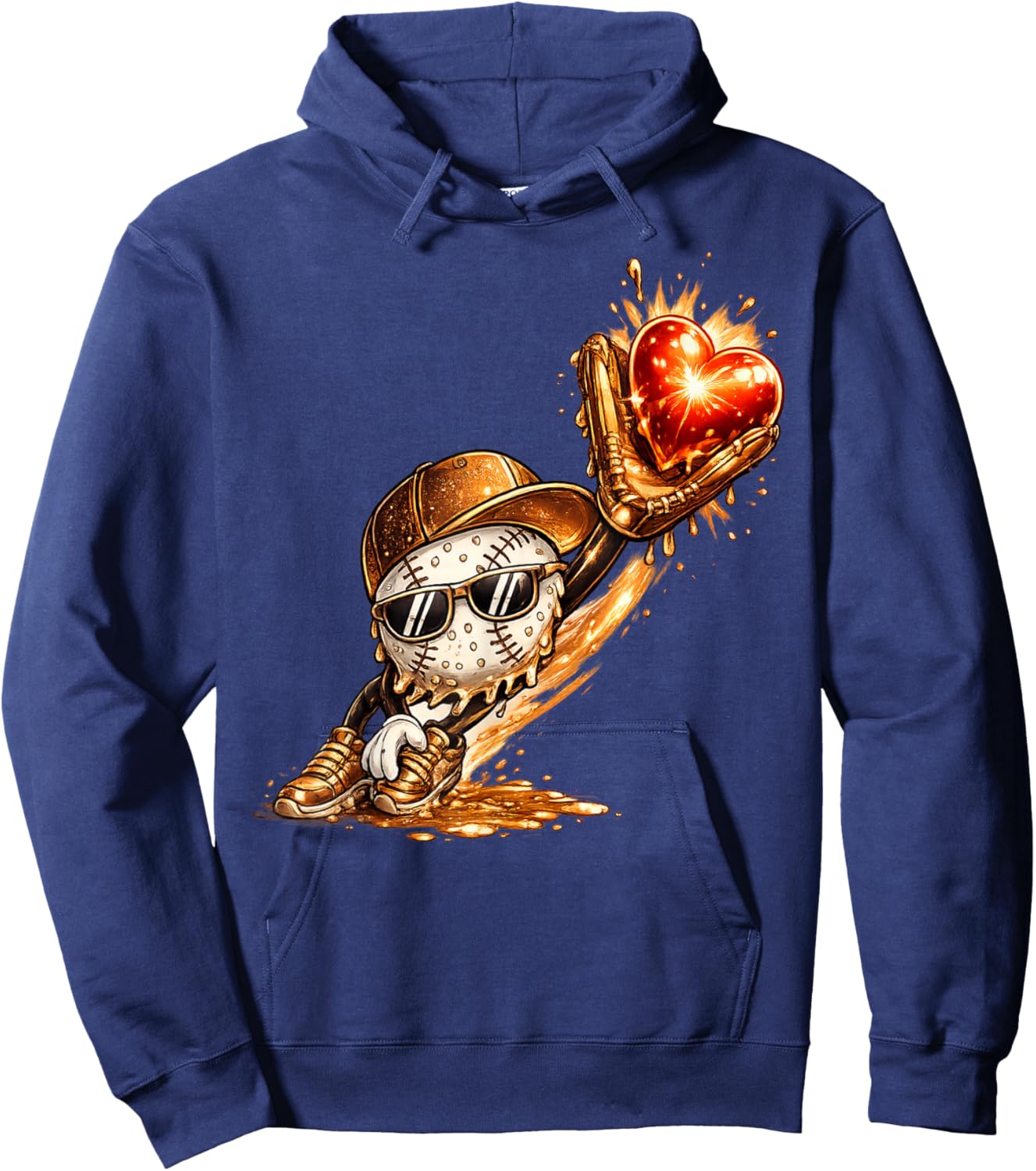 Baseball Valentine's Day Drip Ice Cream Team Hoodie - Hoodie | Navy