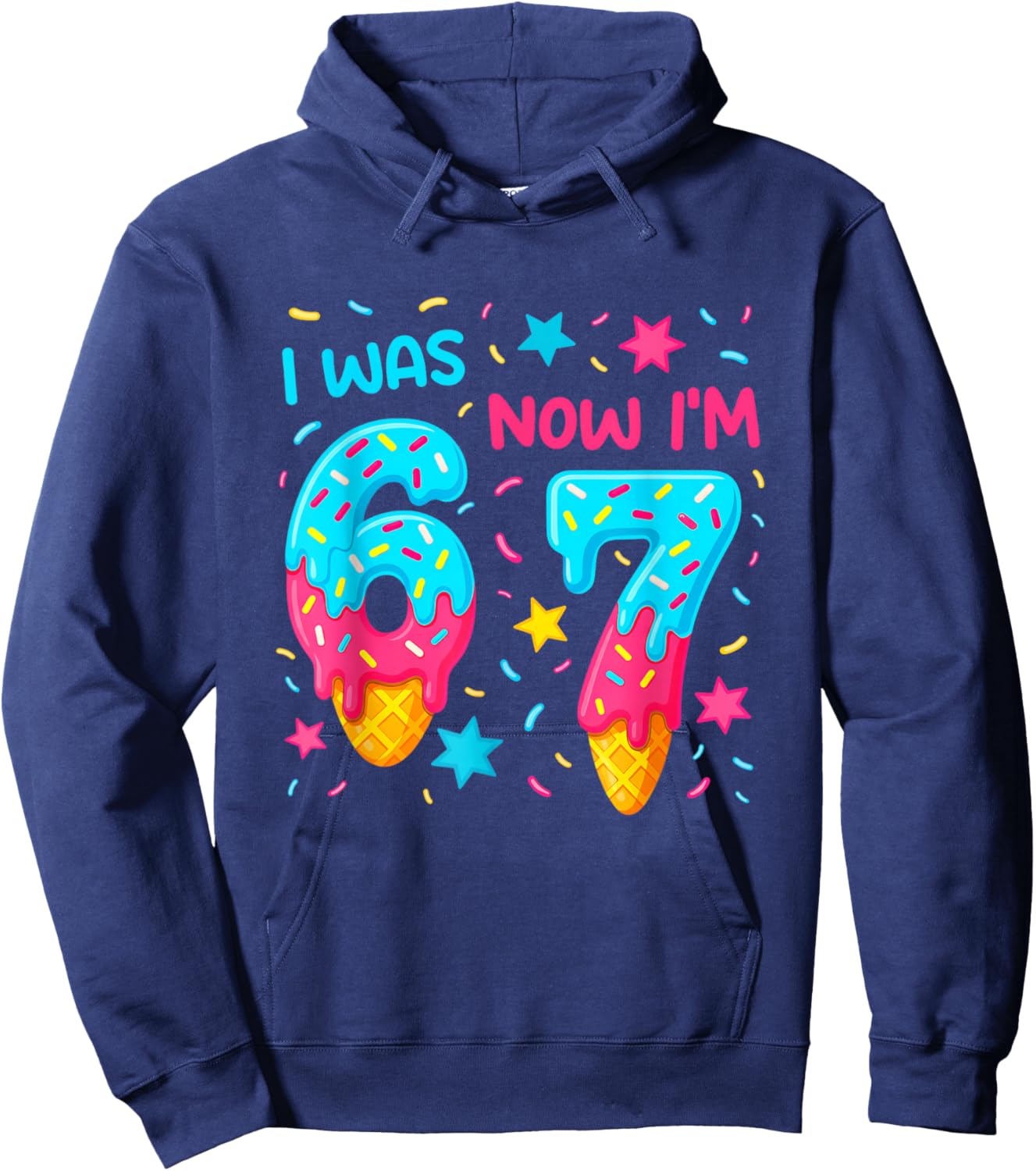 I was 6 Now I'm 7 67 Birthday Baseball Drip 7 Year Old Hoodie - Hoodie | Navy