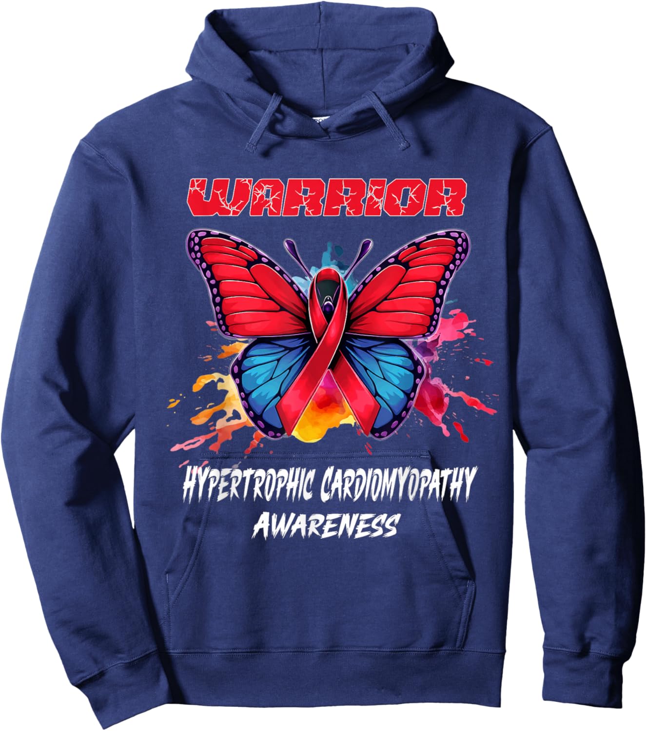 Colorful Butterfly Hypertrophic Cardiomyopathy Awareness Hoodie - Hoodie | Navy