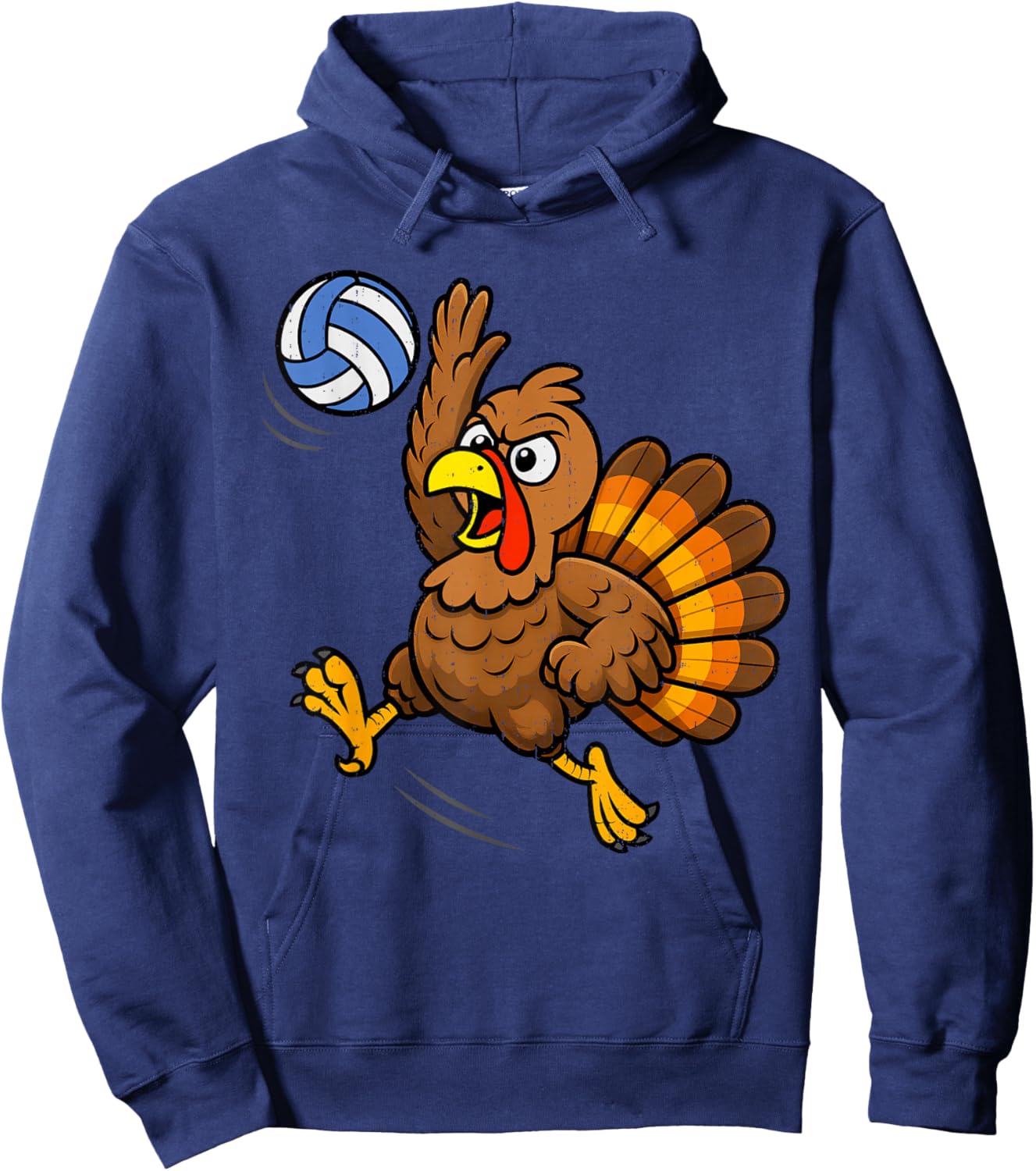 Funny Turkey Volleyball Thanksgiving Sport Humor Men Boy Kid Hoodie - Hoodie | Navy