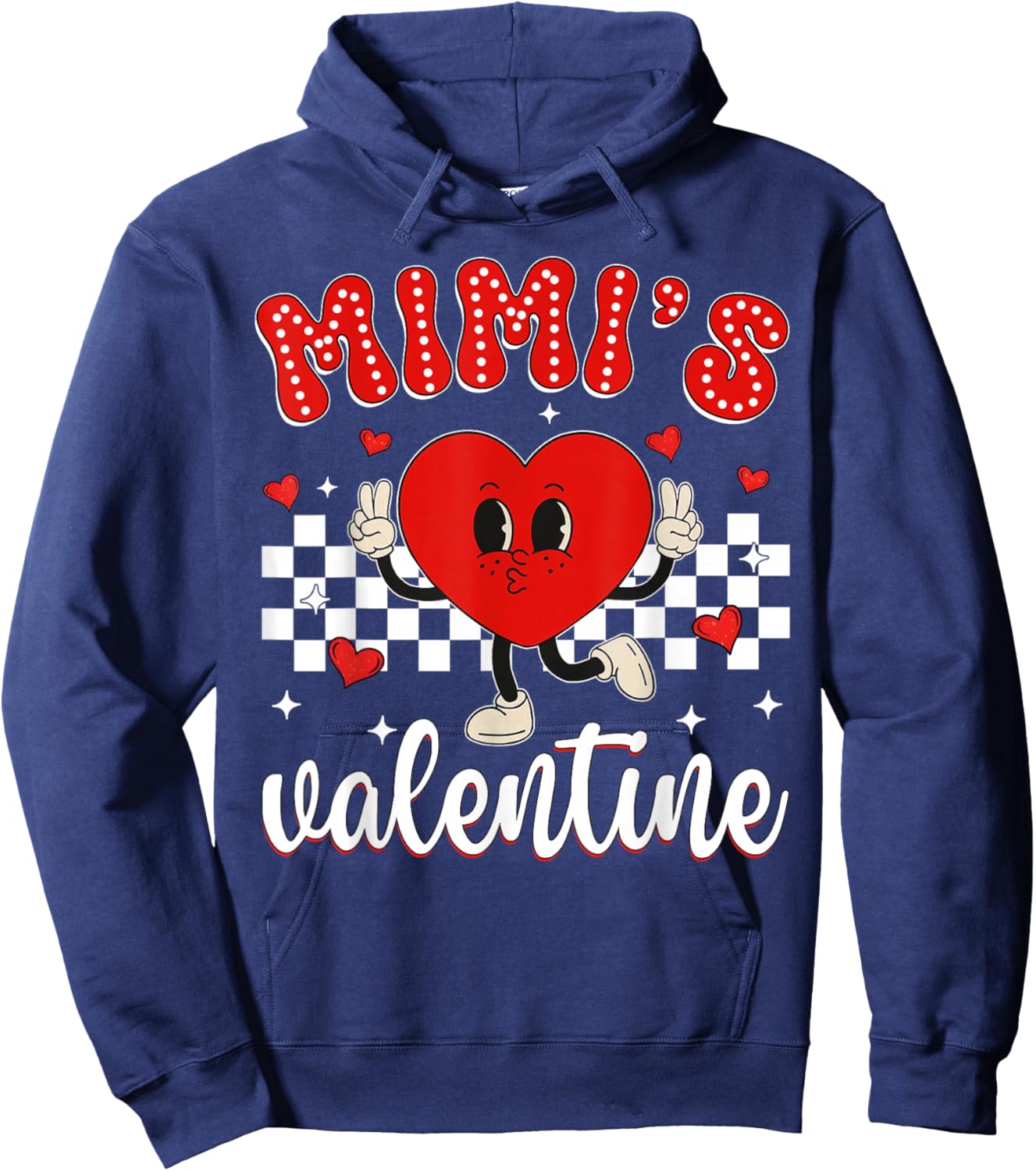 Mimi's Valentine Heart Cute Kids Retro Groovy Boy Girl Hoodie - Hoodie | Navy