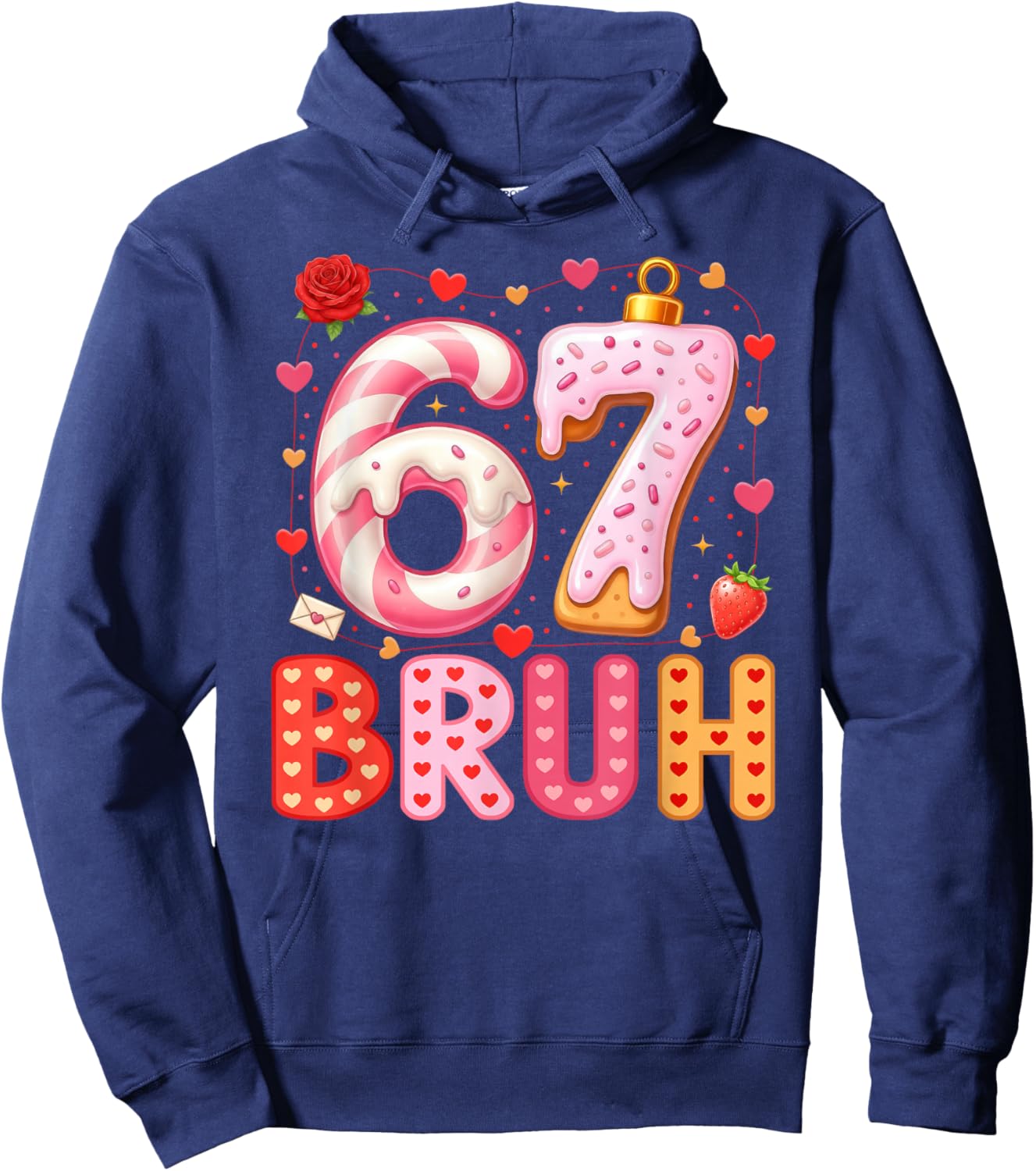 67 Meme 6 7 Numbers Six Seven Bruh Boys Kids Valentines Day Hoodie - Hoodie | Navy