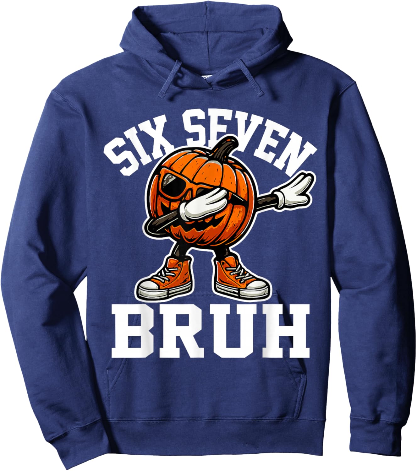 67 Halloween Funny Six Seven Meme Brainrot Pumpkin Kids Bruh Hoodie - Hoodie | Navy