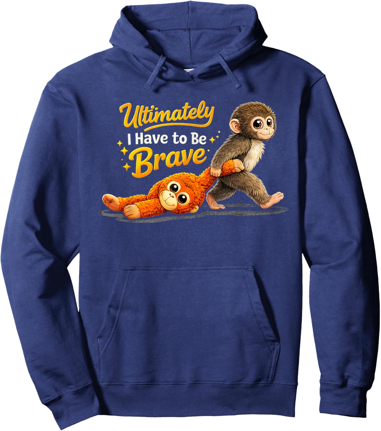 Retro Cute Monkey Punch Ultimately i Have to be Brave Viral Hoodie - Hoodie | Navy