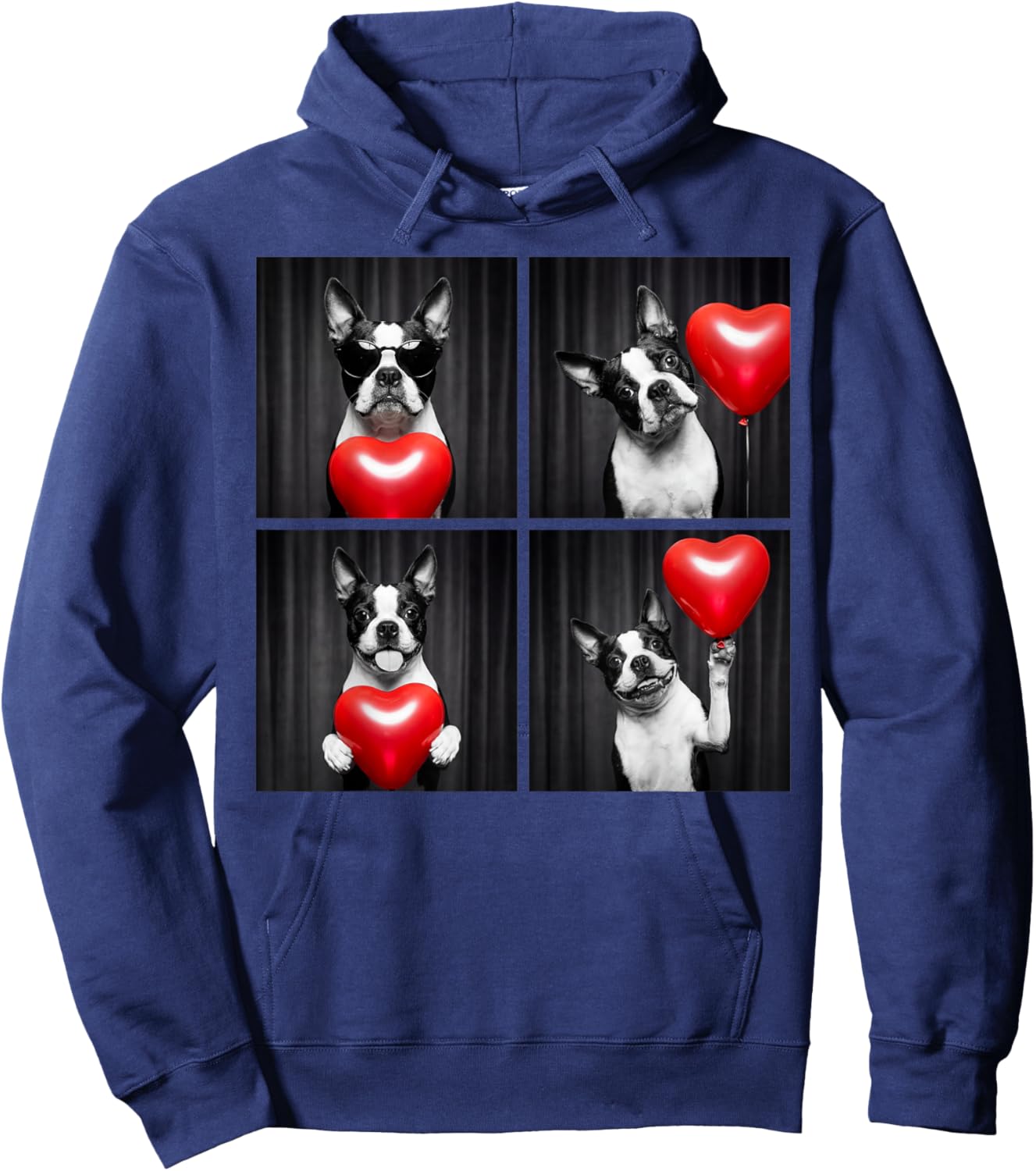 Funny Boston Terrier Photobooth Dog Lover Design Valentines Hoodie - Hoodie | Navy