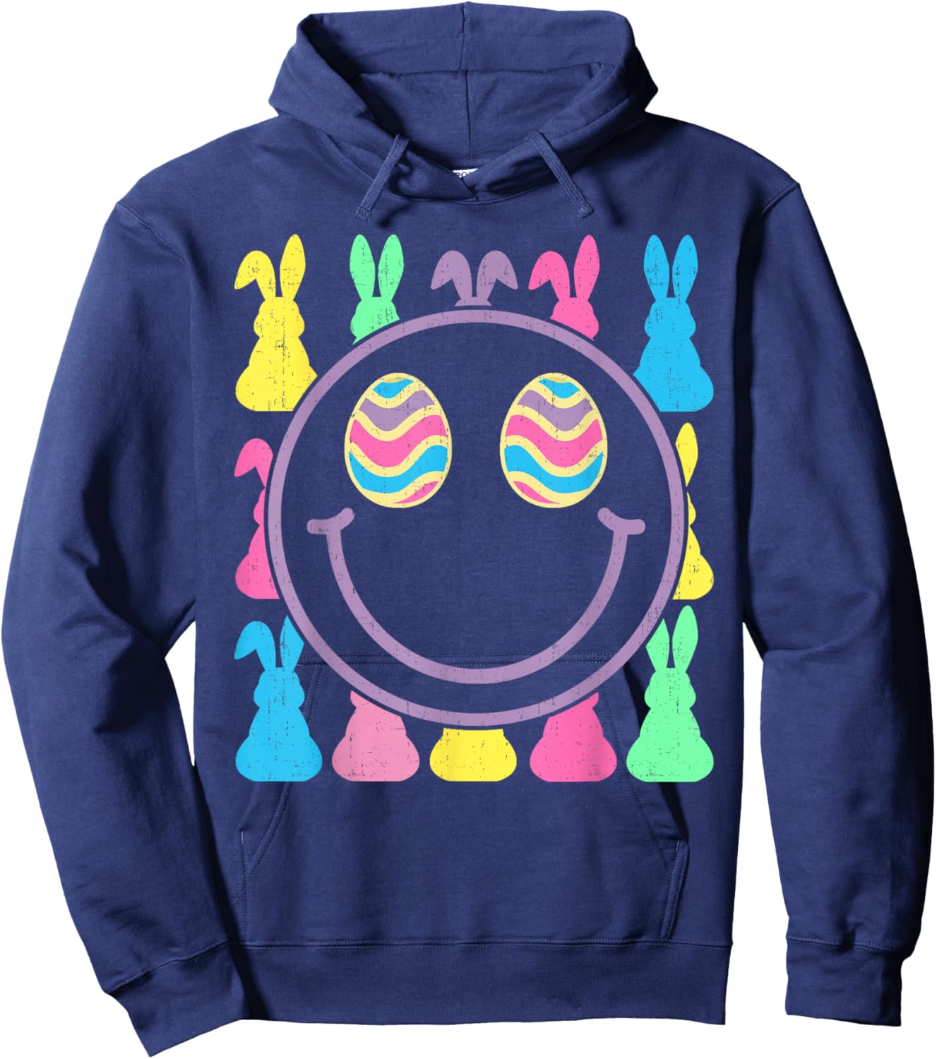 Retro Groovy Easter for Girls Kids Boy Cute Easter Toddler Hoodie - Hoodie | Navy
