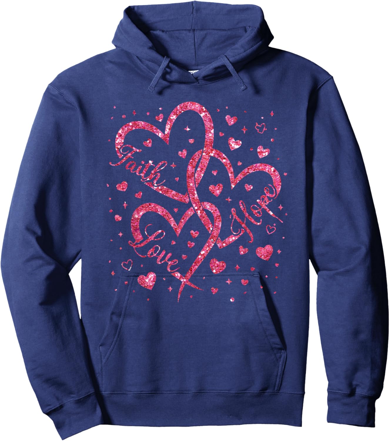 Christian Faith Hope Love Hearts Religious Valentine Day Hoodie - Hoodie | Navy