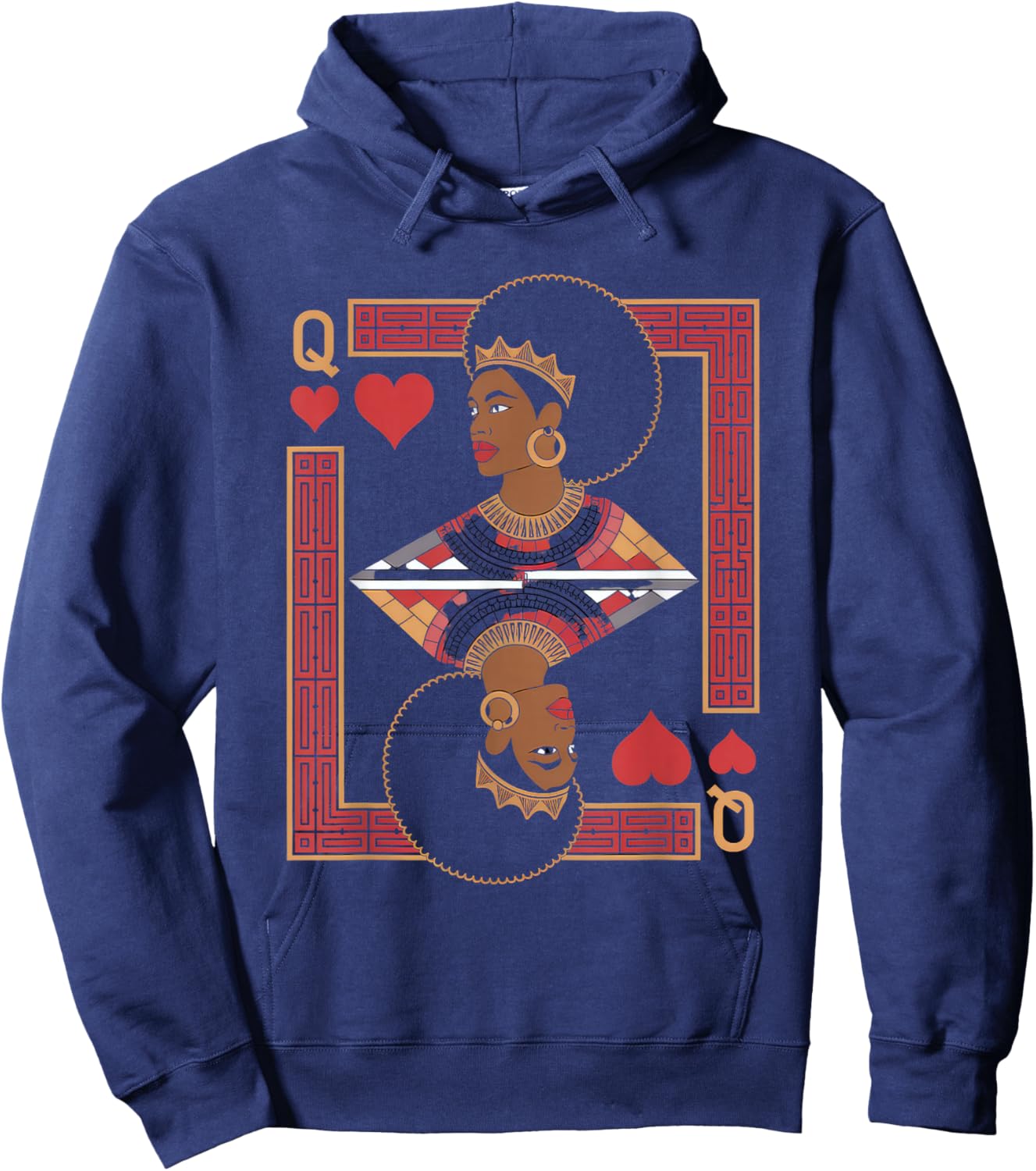 African Queen Card Melanin Black Pride BLM Juneteenth Hoodie - Hoodie | Navy