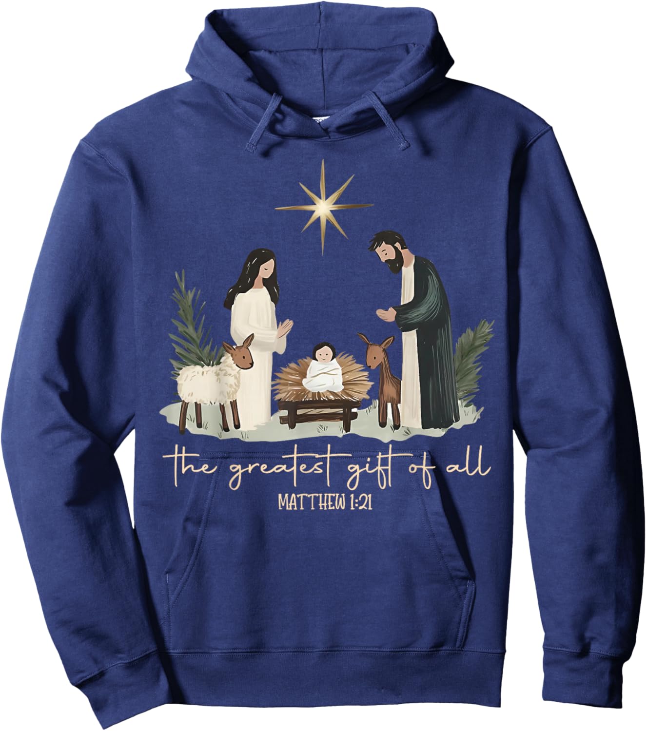 The Greatest Gift of All Jesus Christian Holiday Christmas Hoodie - Hoodie | Navy