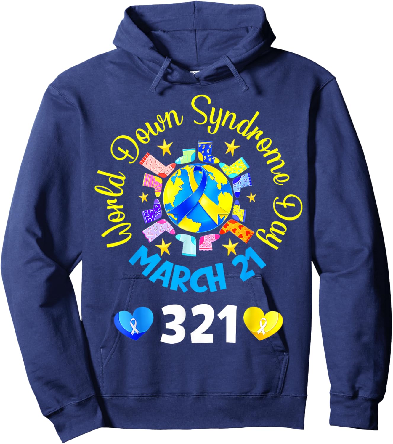 World Down Syndrome March 21 Men Women Kid 321 Hoodie - Hoodie | Navy