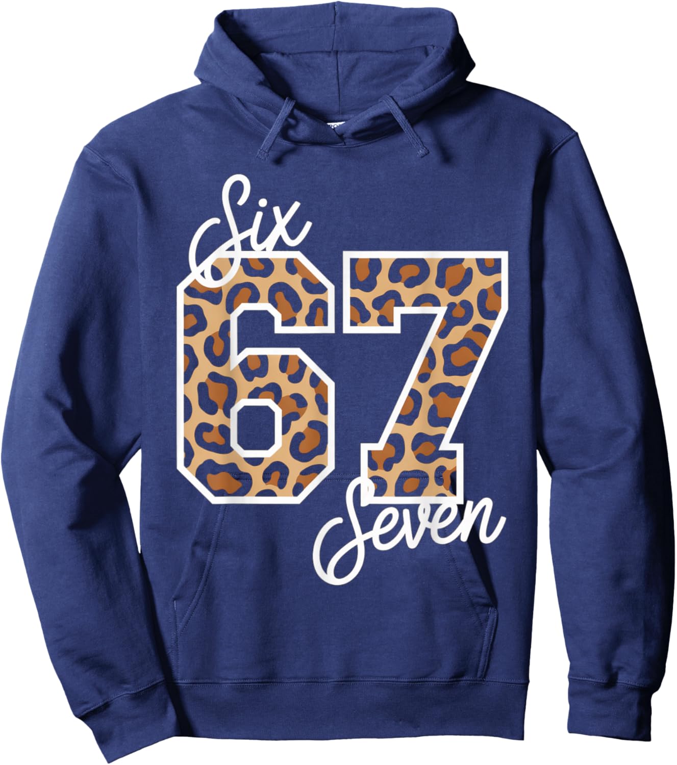 Six Seven Leopard 67 Meme Matching Outfit Women Girls Hoodie - Hoodie | Navy