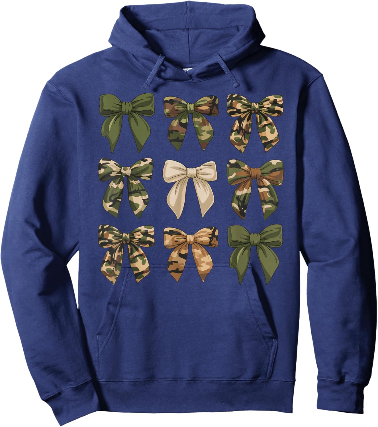 Camouflage Old Camo Bow Cute Country Hunting Women Girl Hoodie - Hoodie | Navy