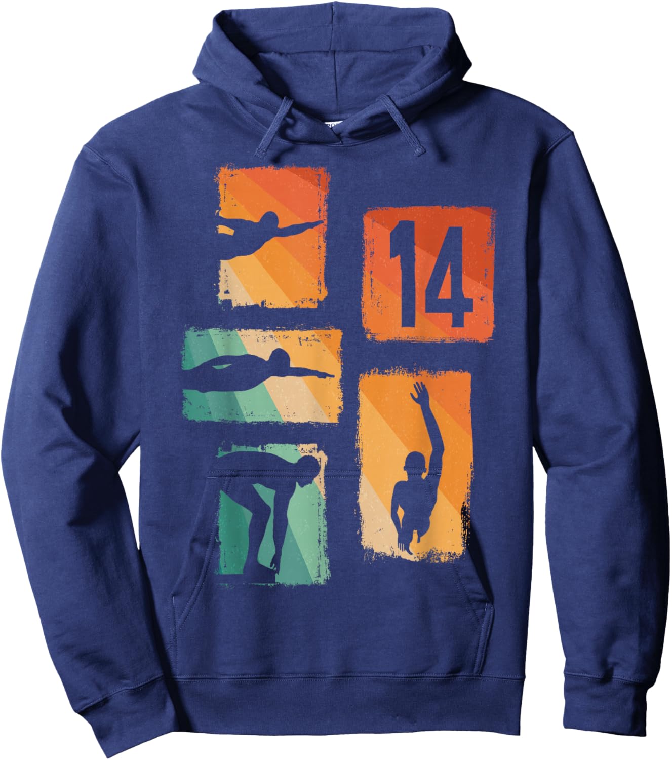14th Birthday Swimmer Swimming 14 Year Old Boy Hoodie - Hoodie | Navy